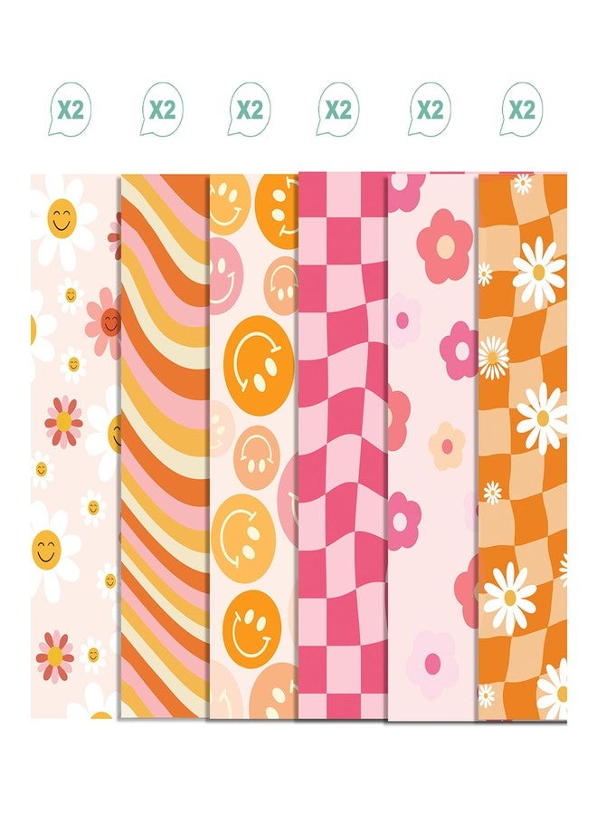Bolsome 12 Sheets Boho Wrapping Paper Retro Groovy Gift Wrap Paper, Smiley Face Floral Daisy Pattern Wrapping Paper for Baby Shower Birthday Wedding DIY Crafts Gift Packing - Image 3
